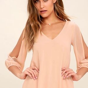 Lulus Shifting Dears Blush Pink Long Sleeve Dress